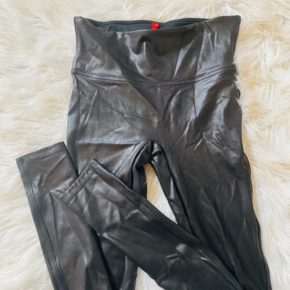 Spanx faux leather leggings (black)